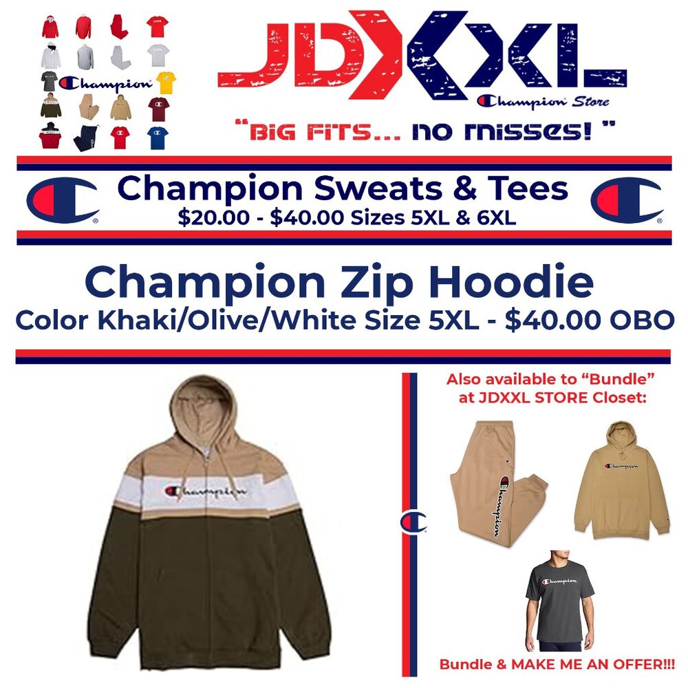Champion Zip Hoodie - olive/white/khaki